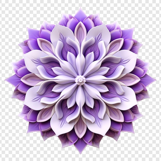 Gratis PSD mandala fractal ontwerp element met bloem patroon geïsoleerd op transparante achtergrond