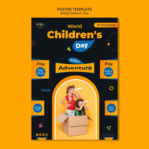 Manifesto del modello di annuncio del giorno dei bambini