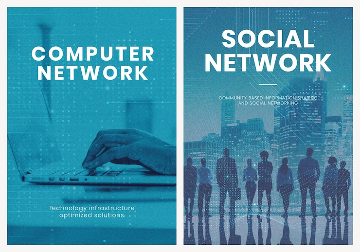 PSD gratuito manifesto psd del modello di tecnologia di rete aziendale