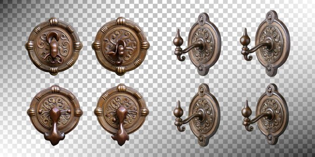 Manijas de puertas antiguas decorativas Conjunto de cuatro