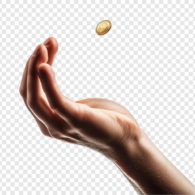 La mano atrapando una moneda Un estudio de la fortuna y el azar