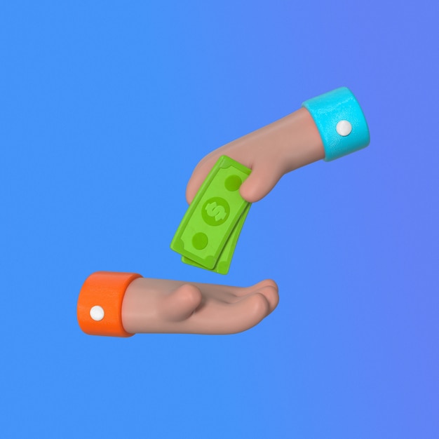 Mano dando dinero a otra mano
