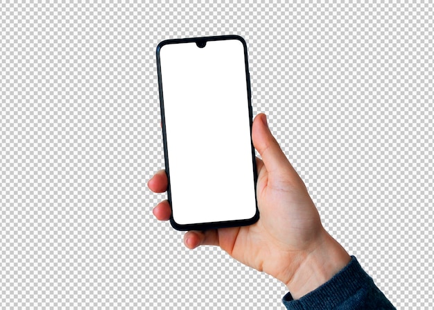 PSD gratuito mano derecha aislada con smartphone