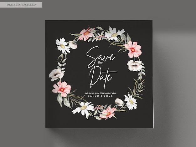 Mano elegante dibujo invitación de boda acuarela diseño floral