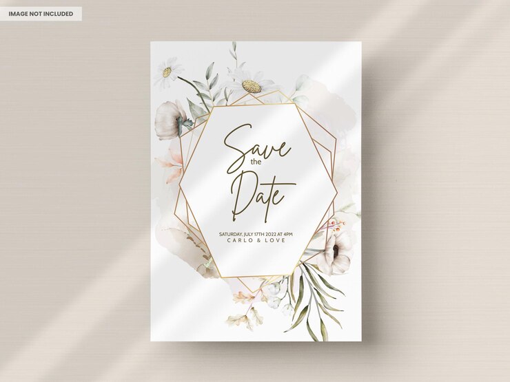 Mano elegante dibujo invitación de boda acuarela diseño floral
