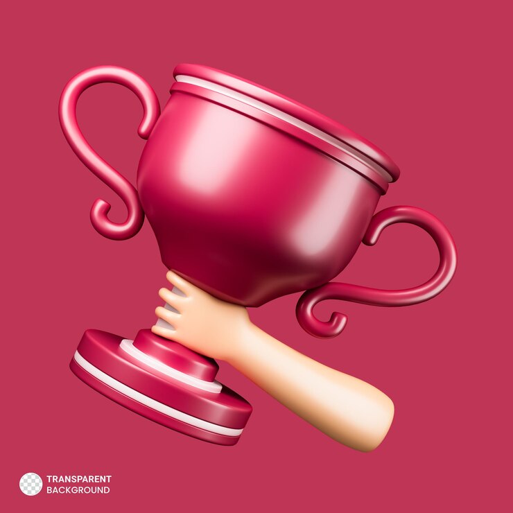 PSD gratuito mano que sostiene el color de la copa del trofeo del año 2023 ilustración 3d