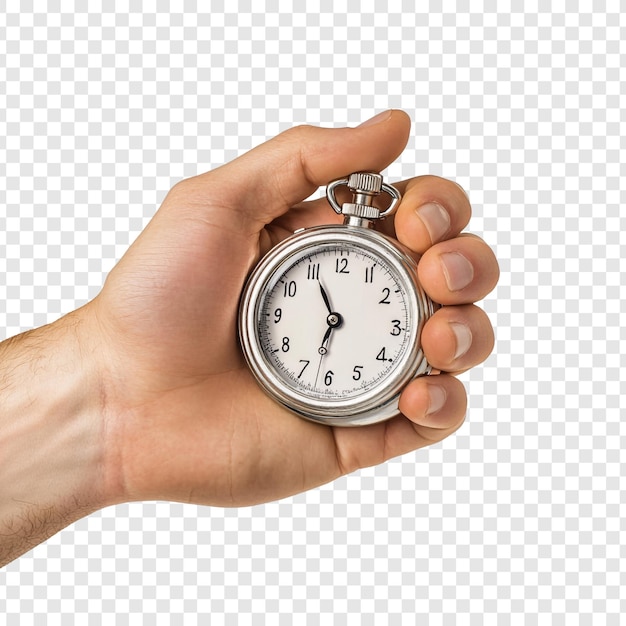 En la mano un reloj de bolsillo vintage tiempo de cerca