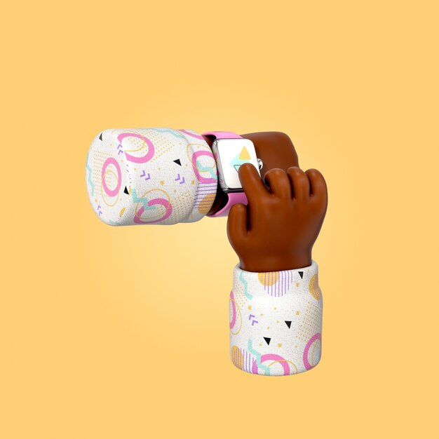 Una mano con un reloj inteligente rosa.