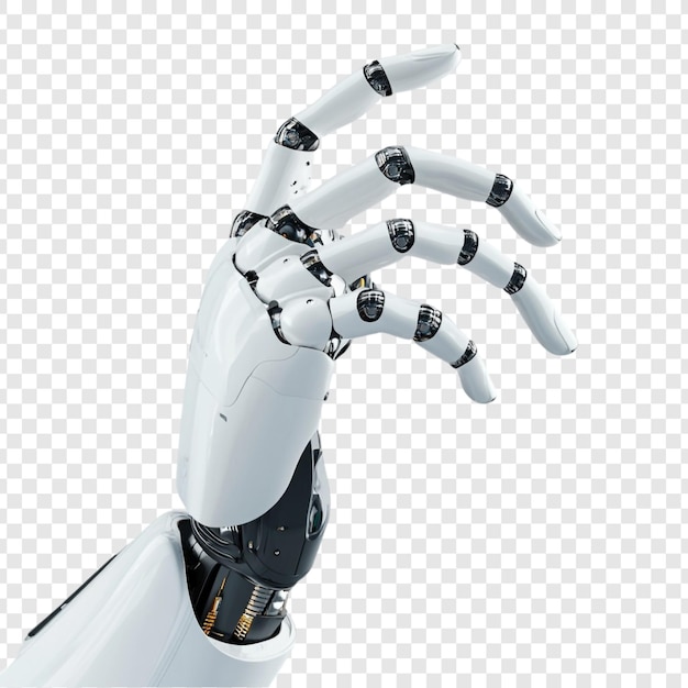 Mano robótica alcanzando tecnología futurista inteligencia artificial renderización 3D brazo mecánico mano robótica blanca y negra