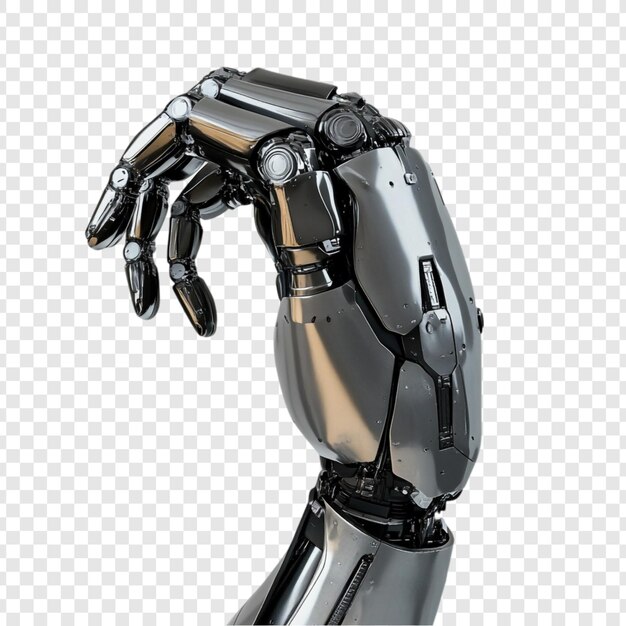 Mano robótica futurista Una representación en 3D de un elegante brazo robótico de cromo en una postura relajada