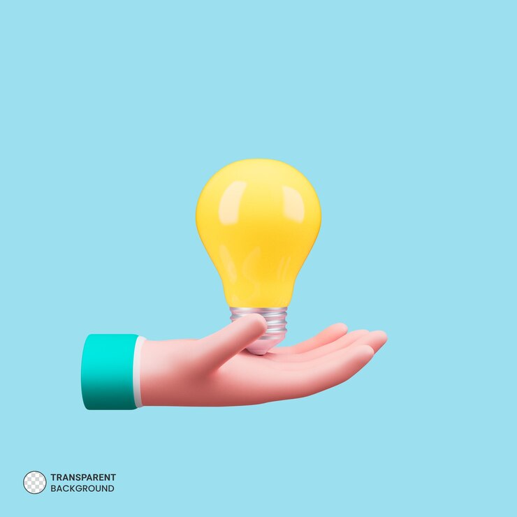 PSD gratuito mano sujetando bombilla idea generación concepto icono 3d render