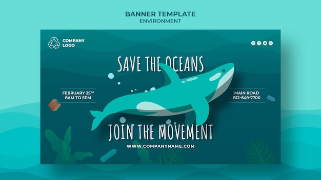 Mantieni il modello di banner pulito sull'oceano