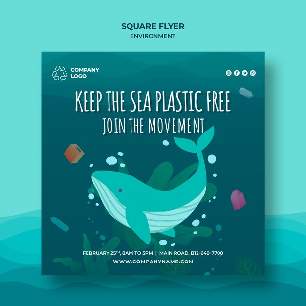 Mantieni il volantino quadrato libero dalle acque di salvataggio in plastica