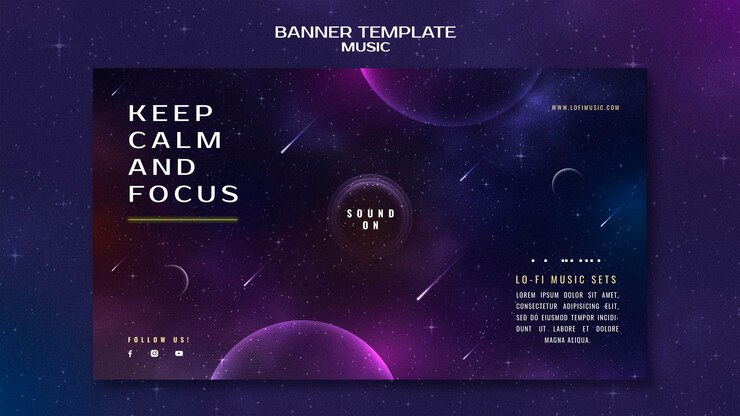PSD gratuito mantieni la calma e concentrati sul modello di banner orizzontale