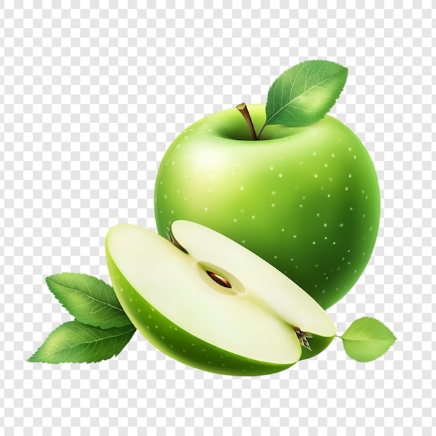 Manzana verde y jugosa con una rebanada Una imagen fresca y vibrante