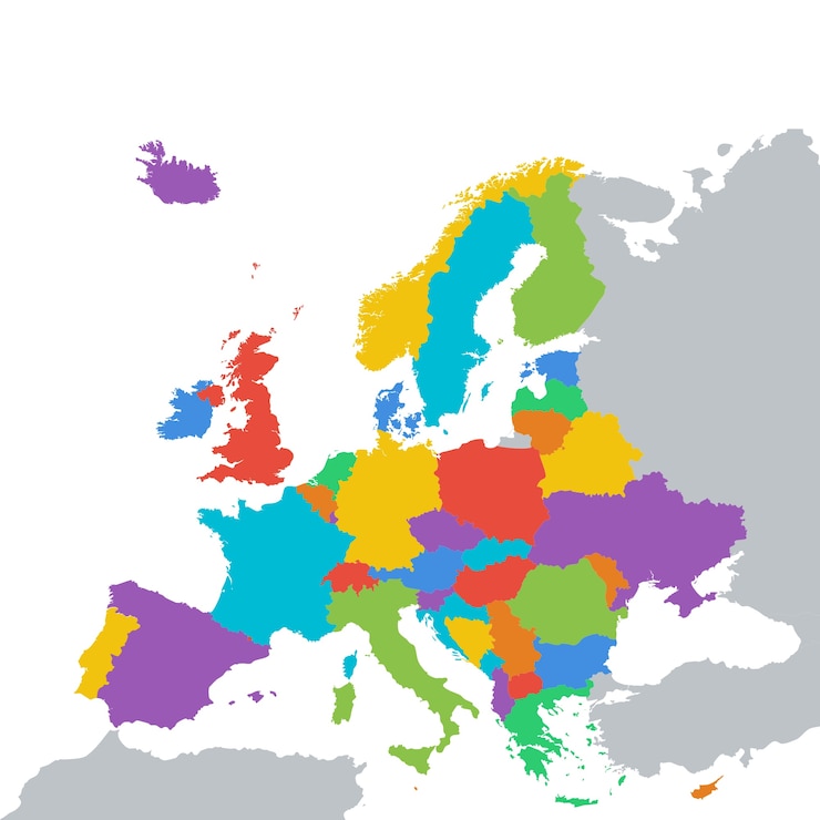 PSD gratuito el mapa de europa está aislado.