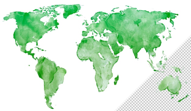 Mapa del mundo en acuarela azul