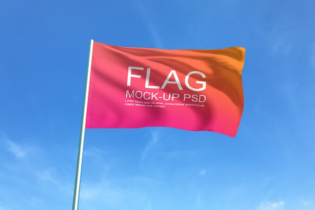 Maqueta de bandera ondeando PSD Premium 