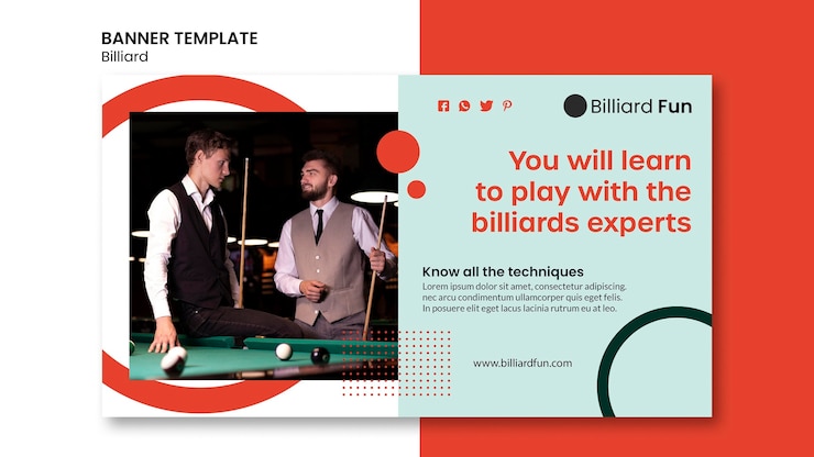 PSD gratuito maqueta de banner de concepto de billar