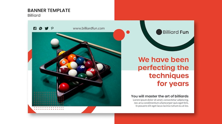 PSD gratuito maqueta de banner de concepto de billar