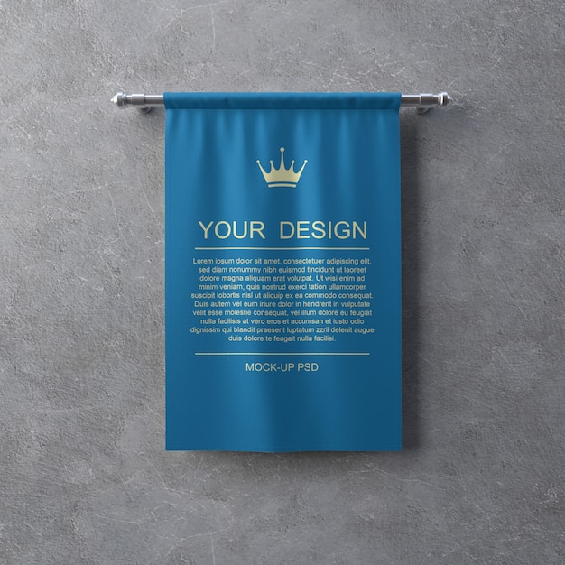 Maqueta de banner textil en pared gris PSD Premium 