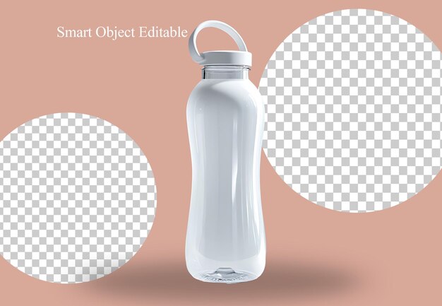 Maqueta blanca de botella de agua reutilizable en un fondo personalizable