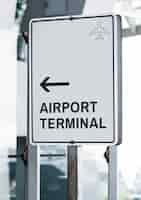 PSD gratuito maqueta blanca del letrero de tráfico en un aeropuerto