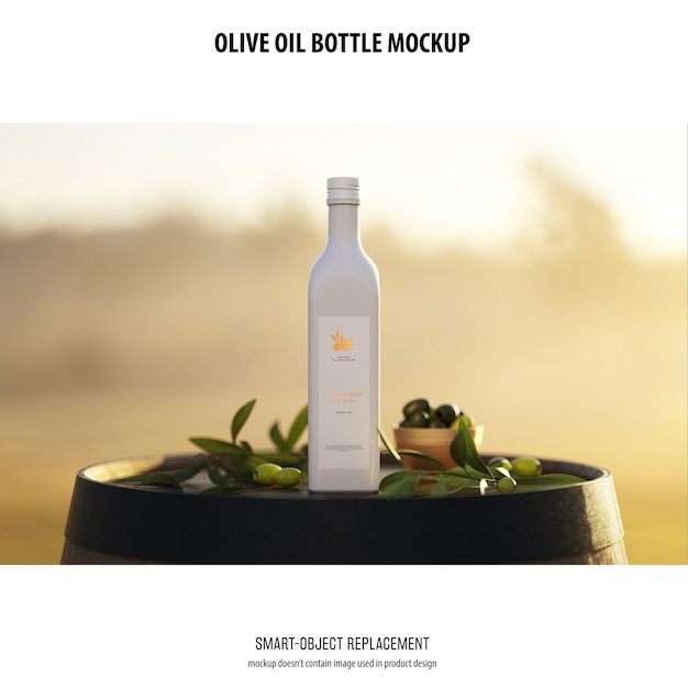 Maqueta de botella de aceite de olve