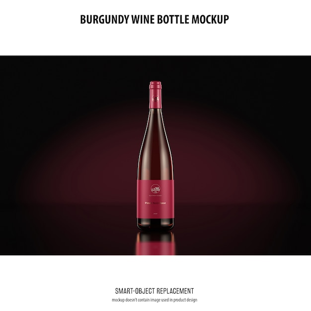 PSD gratuito maqueta de botella de vino de borgoña
