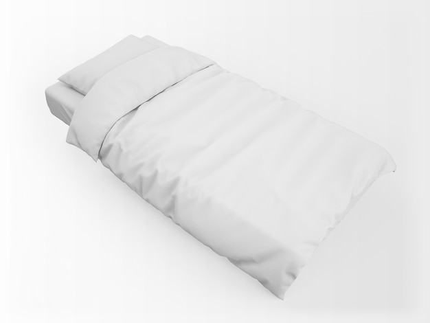 Maqueta de cama blanca en blanco realista