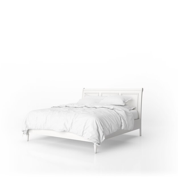 Maqueta de cama con reposacabezas de cama blanca