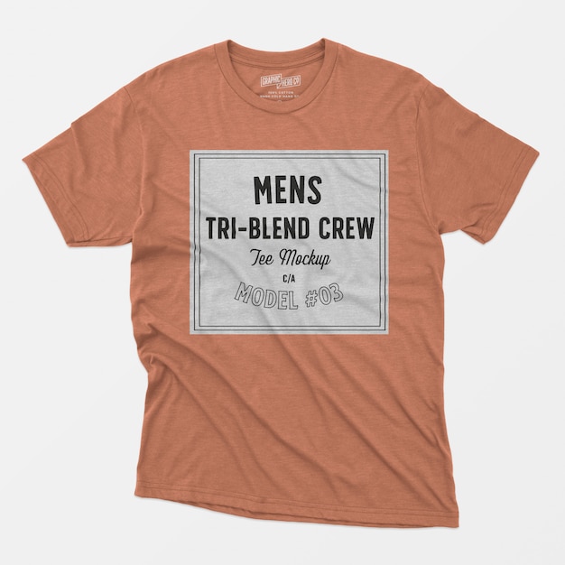 PSD gratuito maqueta de camiseta tripulación tri-blend para hombre 03