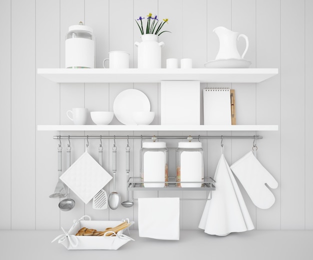 PSD gratuito maqueta de cocina de utensilios realistas