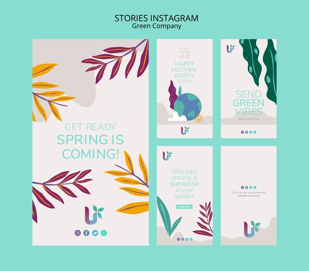 Maqueta colorida del concepto de las historias de Instagram del negocio
