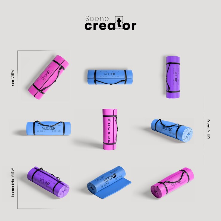 PSD gratuito maqueta colorida de esteras de fitness