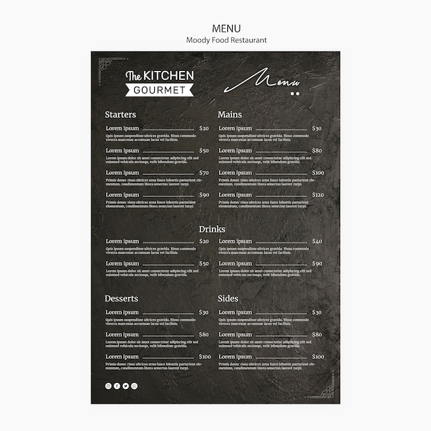 Maqueta de concepto de menú de restaurante de comida cambiante