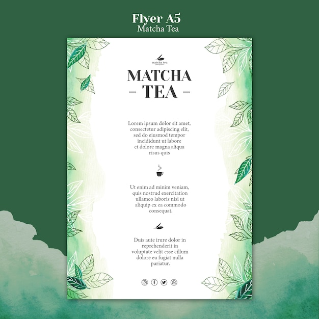 PSD gratuito maqueta de concepto de volante de té matcha