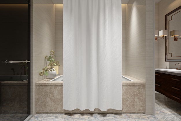 Maqueta de cortina de baño
