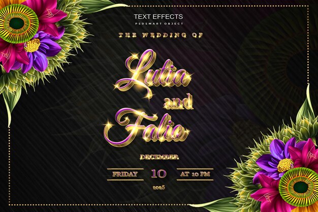 Maqueta de diseño de tarjeta de invitación de boda de guardar la fecha de lujo