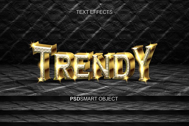 Maqueta de estilo de texto 3D dorado de moda de lujo