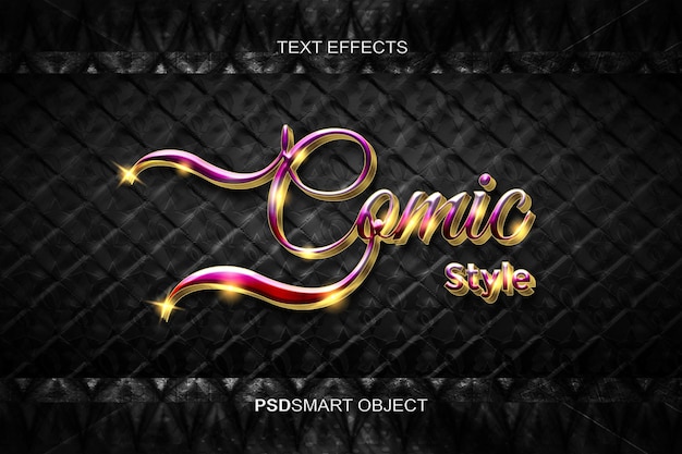 Maqueta de estilo de texto 3D de estilo cómico de lujo