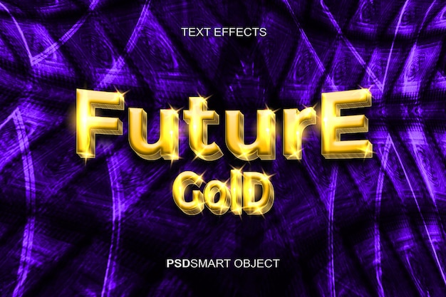 Maqueta de estilo de texto 3D de oro futuro de lujo