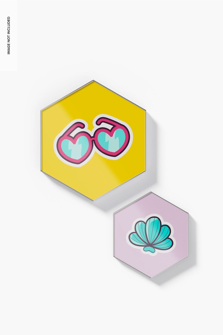 PSD gratuito maqueta de imanes de nevera hexagonales