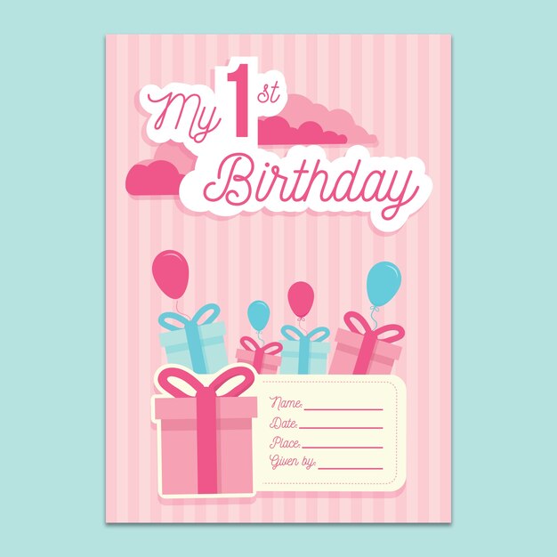 Maqueta de invitación para el 1º cumpleaños