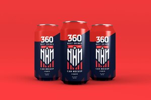PSD gratuito maqueta de marca de lata de bebida energética de metal brillante
