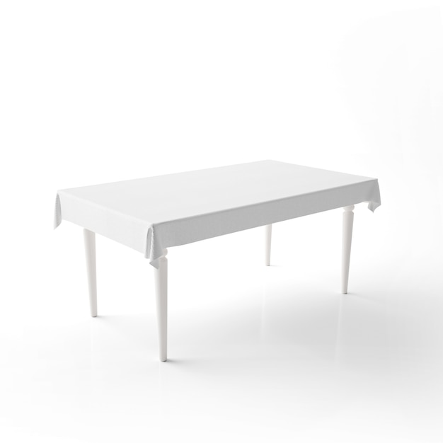 PSD gratuito maqueta de mesa de comedor vacía con un paño blanco