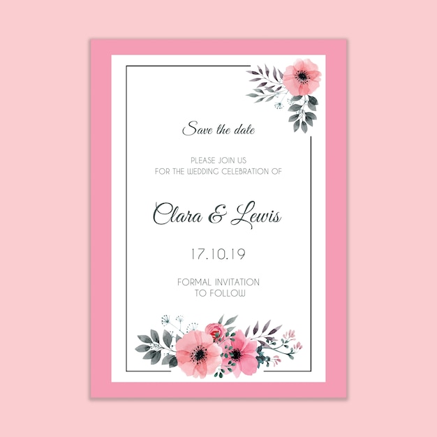 Maqueta moderna de invitación de boda