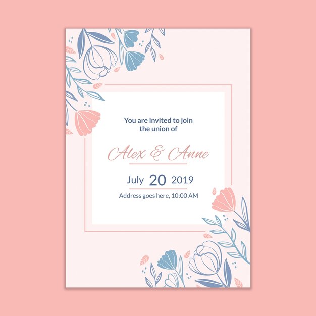 Maqueta moderna de invitación de boda