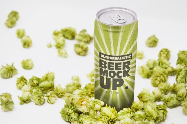 Download Mock up de la parte superior de una lata de cerveza | Archivo PSD Gratis