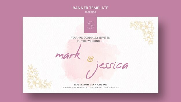 Maqueta de plantilla de banner de boda